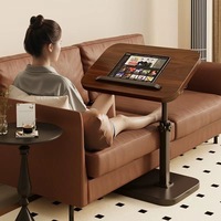 Escritorio de Computadora Giratorio de Metal con Diseño Moderno, Mesa de Estudio Móvil, Mesa Auxiliar Pequeña y Portátil