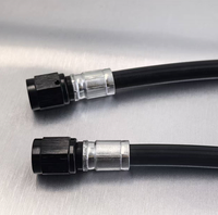Tuyau PTFE tressé en acier inoxydable avec revêtement PU haute pression AN4 AN6 AN8 AN10 et raccord à sertir noir anodisé droit, 45°, 90°