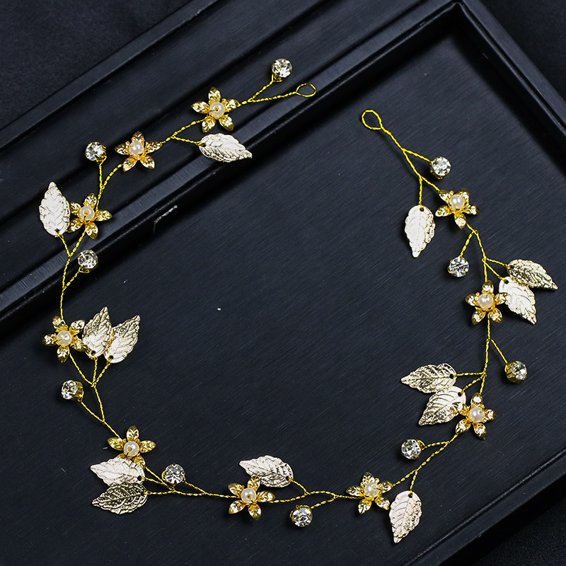 Golden Leaf Hair Accessory Hairband Wedding Dress Accessory Hot Sale in Europe and American