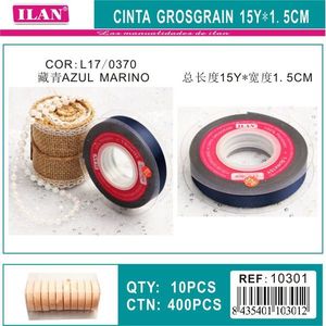 Nastro Grosgrain Ilan 15Y 1,5 cm Blu Navy per Artigianato - Product Image 1