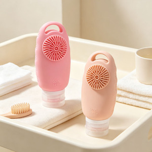 <b>Refillable</b> Bulk Travel Size Toiletry <b>Shampoo</b> <b>Bottle</b> Cosmetic Silicone Travel <b>Bottle</b> with Face Brush - Product Image 3