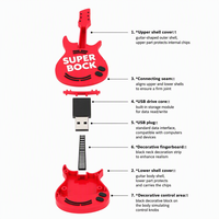 Clé USB en forme de guitare rouge, clé mémoire portable, logo personnalisé, cadeau souvenir