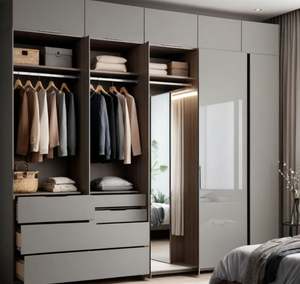 Meubles de chambre à coucher en bois bicolore Design de garde-robe Combinaison de couleurs stratifiées - Product Image 5