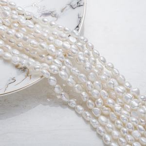 Pépite baroque d'eau douce AA 6mm 7mm 8mm 9mm 10mm brins de perles véritables blanches naturelles - Product Image 2