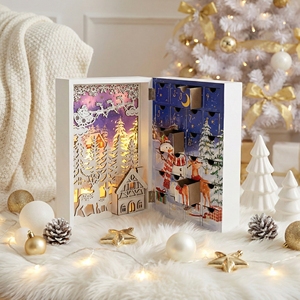 24 Days Family Countdown Surprise <strong>Gifts</strong> <strong>Christmas</strong> LED Wooden Advent Calendar Book 2026 Trending Luxury Home Decoration Supplies - Product Image 2