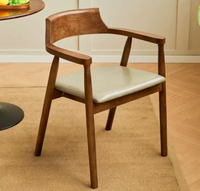 Chaise de style scandinave avec structure à mortaise et tenon, fauteuil de salle à manger avec dossier, chaise de salle à manger en PU et bois
