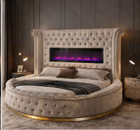 Ensemble de lit convertible moderne de luxe, taille king, rond, réglable, avec cadre rembourré doux
