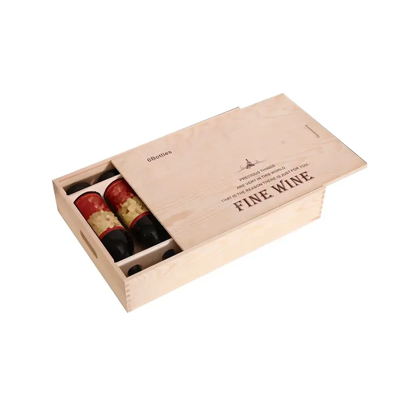 Confezione regalo rustica per 6 bottiglie di vino rosso scatola di immagazzinaggio vino in casse di legno