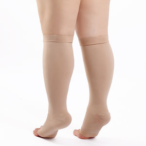 Calcetines de <span class=keywords><strong>Compresión</strong></span> Médicos Personalizados, Negros, Talla Grande, 20-30 mmHg, de Nailon, hasta la Rodilla, con Punta Abierta, para Prevenir Várices - Product Image 2