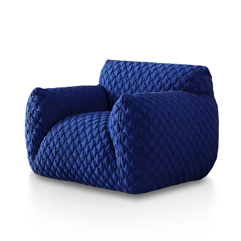 Style italien bleu gros tissu minimaliste pouf canapés chaise de loisirs lumière luxe chaises modernes confortable ins paresseux canapé