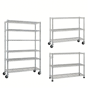 Scaffali Commerciali Cromati Leggeri - Rastrelliere in <span class=keywords><strong>Acciaio</strong></span> a 5 <span class=keywords><strong>Ripiani</strong></span> Senza Rivetti con Montaggio Rapido - Product Image 1