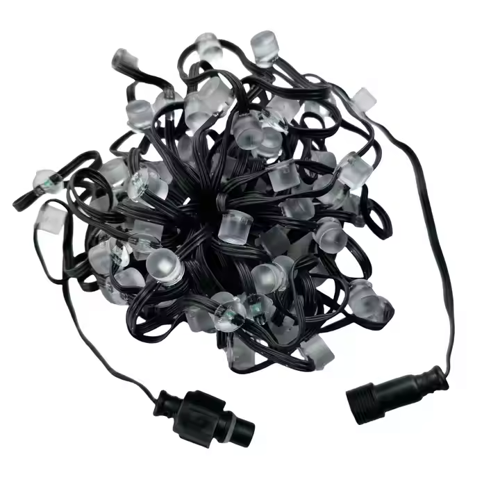E-top DC12V 12mm RGBIC EVO-100ct Pixel String Light 10cm Spacing 3Pin Black Wire IP68 Outdoor Christmas Decorative Light String