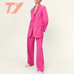 TUOYI Custom Printing New Fashion Womens Blazers OEM Design Autumn Casual Mixed Button Street Trendy Women Long Blazer
