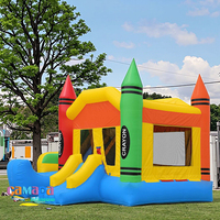 5-en-1 Sports Ball Themed Bounce House Combo Jumping Castle avec toboggan Combo gonflable extérieur avec cerceaux de basket-ball