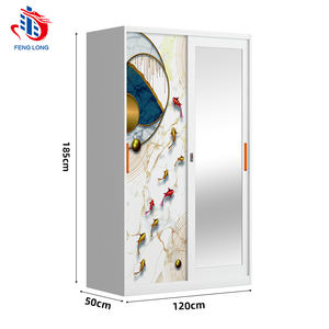 Armoire en acier de haute qualité avec miroir et petit placard sécurisé, gain de place, organisateur de chambre à coucher, montage facile - Product Image 1