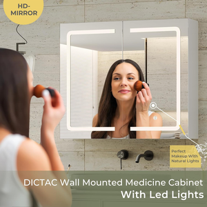 <span class=keywords><strong>Armoire</strong></span> <span class=keywords><strong>à</strong></span> <span class=keywords><strong>pharmacie</strong></span> de salle de bain <span class=keywords><strong>à</strong></span> lumière LED <span class=keywords><strong>à</strong></span> double porte avec miroir - Product Image 3