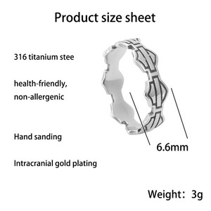 Shield Shape <b>Titanium</b> Steel <b>Ring</b> Men's Punk Style Geometric Design Silver Color Fashion Jewelry Gift 213001 - Product Image 2