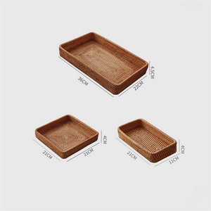 Autres produits Redondas Bandeja Mimbre Tejida Ratan Madera Hecha A Mano Servicio Correas Natural Para Uso - Product Image 3