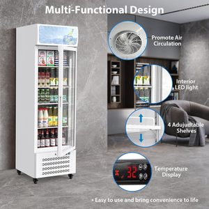 Réfrigérateur commercial avec porte vitrée, éclairage LED doux, réfrigérateur vertical, 3 étagères réglables, dégivrage automatique - Product Image 6