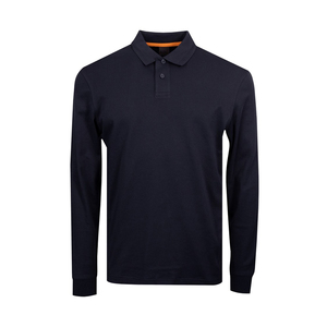 Polos à manches longues de haute qualité hommes Anti-rides Anti-boulochage 60% coton 40% Polyester solide col rabattable séchage rapide Premium tout - Product Image 1