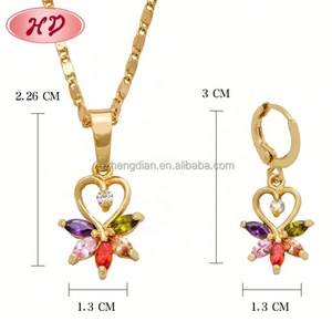 Conjunto de Joyería de Corazón y Mariposa Chapado en Oro, Collar con Colgante de Cristal Multicolor, Pendientes Colgantes para Mujer, Aniversario, Compromiso - Product Image 2