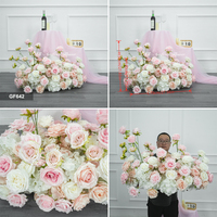 Fleurs d'allée de mariage, bouquet de demoiselle d'honneur, roses roses et blanches, hortensias, fleurs artificielles, arrangement au sol pour événements festifs