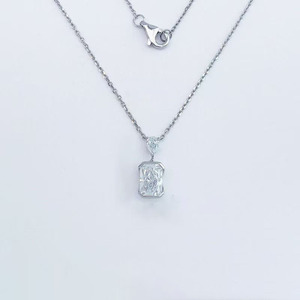 Collar con Colgante de Diamante Cultivado en Laboratorio en Oro Blanco de 18K, Joyería Fina y Delicada para Mujer, Cadena con Diamantes - Product Image 1