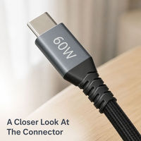 Kabel Data USB-C Nylon Kepang 60W USB 3.2 480Mbps untuk Hard Drive Komputer
