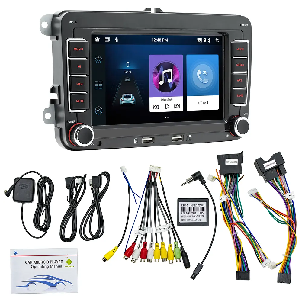 BQCC 7 "2din autoradio sans fil Carplay 2USB Android GPS Navigation Wifi pour Volkswagen Skoda Seat Passat B7 Polo VW Golf 5 6