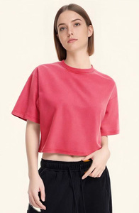 Camiseta Corta Oversize para Mujer, 240 GSM, 100% Algodón, Estilo Y2K, Streetwear, Holgada, para Chicas - Product Image 5