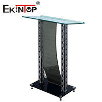 Ekintop - Podio de Metal Dorado y Vidrio para Conferencias, Reuniones, Escuelas, Hoteles, Iglesias