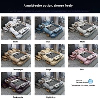 Lit Tatami Intelligent en Tissu pour Chambre, Lit Double avec Rangement, Lit de Massage en Cuir, Lit Multifonctionnel King Size