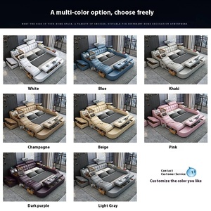 Mobili Intelligenti per Camera da <span class=keywords><strong>Letto</strong></span> <span class=keywords><strong>Letto</strong></span> Tatami in Tessuto Matrimoniale con Contenitore <span class=keywords><strong>Letto</strong></span> Massaggiante in Pelle Multifunzionale King Size - Product Image 5