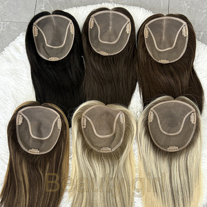 Topper <span class=keywords><strong>de</strong></span> <span class=keywords><strong>Cabello</strong></span> Humano Remy Ruso Natural, Fino y Suave, <span class=keywords><strong>Color</strong></span> Rubio, con Base Mono Tejida a Mano para Mujeres, Especialista <span class=keywords><strong>en</strong></span> Pérdida <span class=keywords><strong>de</strong></span> <span class=keywords><strong>Cabello</strong></span> - Product Image 2