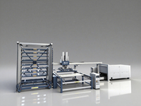 Système de chargement/déchargement automatique par portique avec bras robotisé de palettisation ou stockage pour ligne de production de découpe laser de tôles