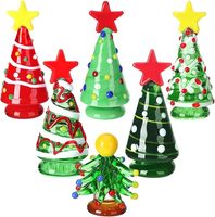 Handgefertigter Murano-Stil Massivglas Weihnachtsbaum Miniatur Kristall Weihnachtsbaum-Figur für Festliche Tischdekoration Geschenk