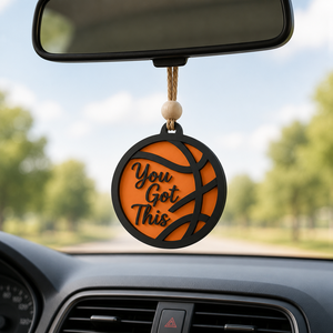 Colgantes de espejo retrovisor de madera estilo deportivo con forma de bola, letras de motivación y cordón de cuentas, decoración colgante para automóvil para aficionados al deporte - Product Image 4