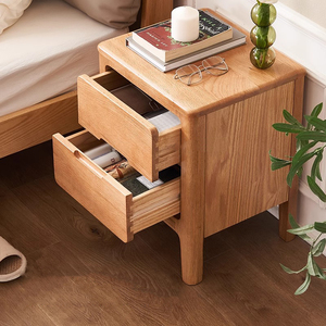 Solid Oak Wood Modern <strong>Nightstand</strong> with with Tapered Legs Modern Bedside Table - Product Image 5