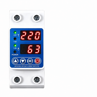 Protecteur de surtension et de sous-tension réglable 63A AC220V sur rail DIN monophasé avec affichage numérique LED