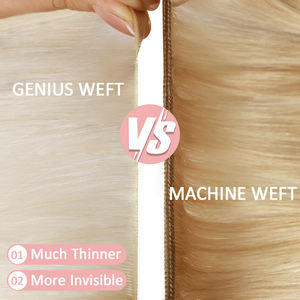 12a Nieuwe Genius Weft Haar Extensions 100% Remy Haar Maagdelijk Europees Dubbel Getrokken Machine Pu Handgeknoopte Weft Haar Extensions - Product Image 6