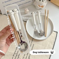 Ensemble de couverts en acier inoxydable trois pièces : baguettes, fourchette et cuillère – Design mignon pour adultes, étudiants et employés de bureau