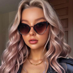 Gafas de sol elegantes estilo ojo de gato para mujer, protección UV400, lentes de PC con media montura, estilo europeo - Product Image 3