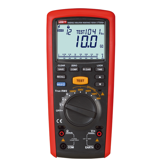 UNI-T UT505A Handheld Insulation Resistance Tester 1kV Class 0.1 Accuracy 0-1A Current Measurement
