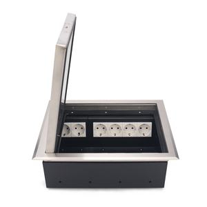 Caja de salida de piso empotrada impermeable para pisos de encofrado y hormigón con tapa de acero inoxidable cepillado SS304 que se mantiene en cualquier ángulo - Product Image 4