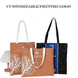 Bolsos Tote de Corcho Ecológicos Únicos, Bolsas de Compras de Lona de Algodón con Diseño de Madera, Regalo de Moda - Product Image 2