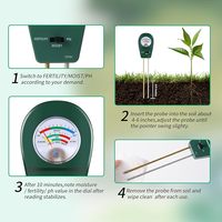 Testeur de sol 3-en-1 (pH/humidité/fertilité) pour jardin (sans batterie)