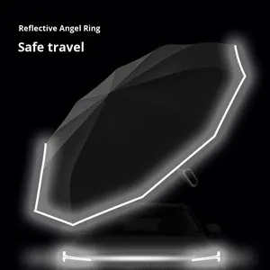 <span class=keywords><strong>Parapluie</strong></span> pliable de style professionnel avec anneau de sécurité inversé à ouverture manuelle, bande réfléchissante, protection solaire et imperméable - Product Image 3