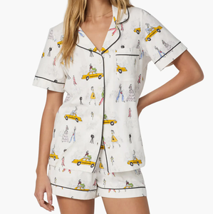Conjunto de Pijama Corto Clásico <span class=keywords><strong>para</strong></span> Mujer, Estampado Elegante, <span class=keywords><strong>Ropa</strong></span> de Dormir Femenina, Conjunto de 2 Piezas, Pijama <span class=keywords><strong>para</strong></span> Mujer - Product Image 1