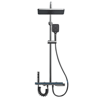 Ensemble de douche mural gris anthracite à touches piano avec affichage numérique LED de la température et fonction massage, douchette intelligente à main – Vente en gros