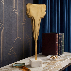 Modern Elegant Gold Color Aluminum Sculpture Luxury Decorative Accent for Home Desktop or Tabletop <b>Object</b> Desk Accents Decor - Product Image 1